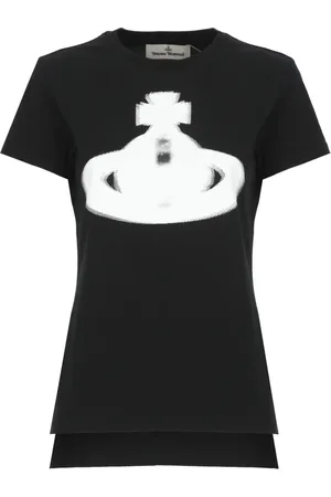 Vivienne Westwood Koszulki, Kobieta, Czarny, S, Czarna Bawełniana Koszulka z Nadrukiem Orb