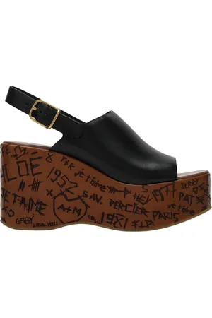 Chloé Buty, Kobieta, Czarny, 35 EU, Wysokie Sandały Na Koturnie Styl Maxime
