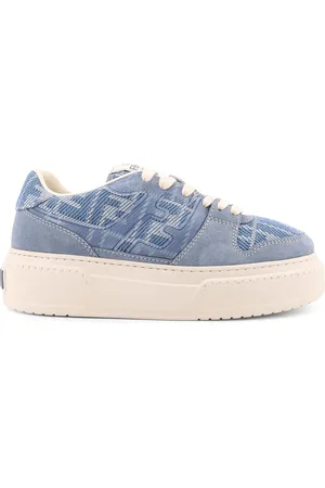 Fendi Buty, Kobieta, Niebieski, 39 EU, Zamsz, Niebieskie Sneakersy z Dżetem