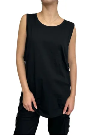 DISCLAIMER Koszulki, Kobieta, Czarny, M, Stylowy Casual Top z detalami ze strassem