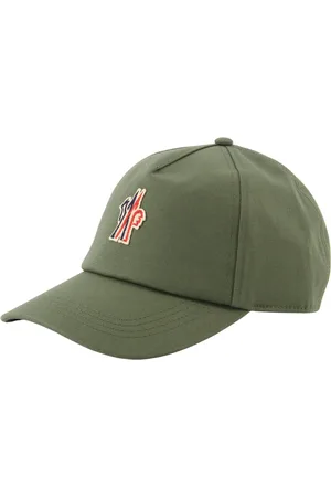 Moncler Akcesoria, Kobieta, Zielony, ONE SIZE, Czapka z logo w khaki z bawełnianej gabardyny