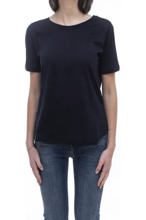 HERNO Koszulki, Kobieta, Niebieski, L, Granatowy T-shirt z okrągłym dekoltem