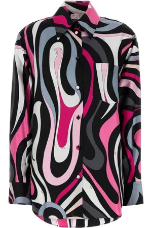 Emilio Pucci Bluzki, Kobieta, Wielobarwność, L, Jedwabna koszula z nadrukiem