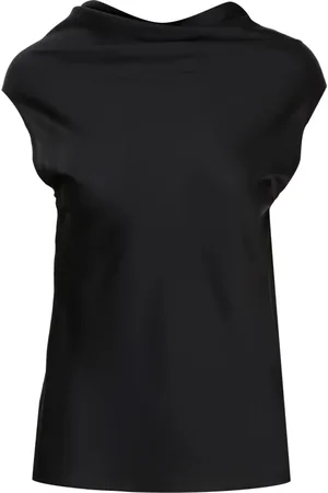 Serafini Koszulki, Kobieta, Czarny, XS, Czarna Krepa Sukienka z Dekoltem