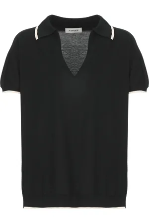 KANGRA CASHMERE Swetry, Kobieta, Czarny, S, Bawełna, Czarny Kaszmirowy Polo Bawełna Kobieta