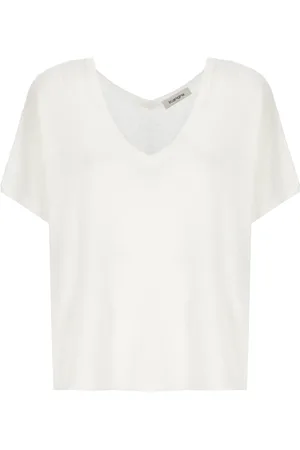 KANGRA CASHMERE Swetry, Kobieta, Biały, L, Kaszmir, Biała Kaszmirowa lniana sweter z dekoltem V