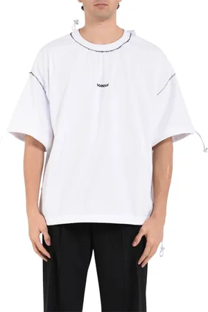 BONSAI Koszulki, Mężczyzna, Biały, XL, Oversize T-shirt z nadrukiem z bawełny