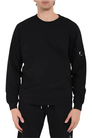 C.P. Company Bluzy, Mężczyzna, Czarny, L, Swetry z żebrowanymi mankietami i logo