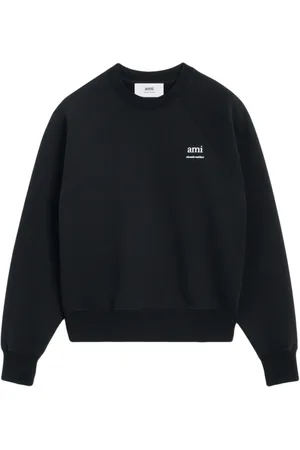 Ami Bluzy, Kobieta, Czarny, M, Casual Czarny Bawełniany Sweter