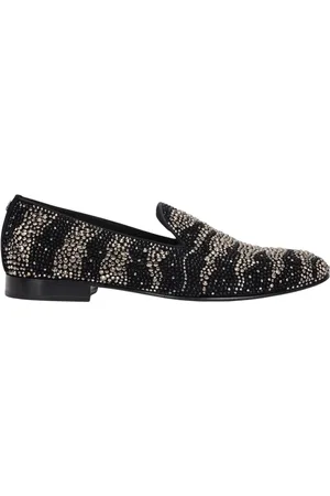 Roberto Cavalli Buty, Mężczyzna, Czarny, 46 EU, Rhinestone Animal-Print Mokasyny