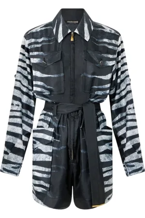Roberto Cavalli Sukienki, Kobieta, Czarny, 2XS, Sukienka z jedwabiu z nadrukiem zebry