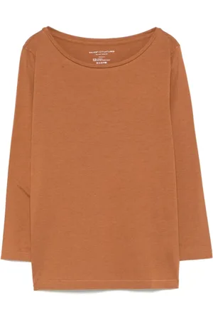 Majestic Koszulki, Kobieta, Pomarańczowy, S, Pomarańczowy Bawełniany T-shirt z Długim Rękawem