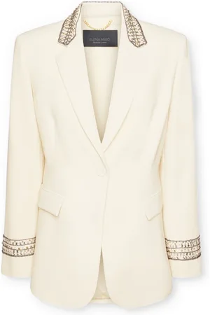 Elena Miro Kurtki, Kobieta, Beżowy, 4XL, Blezer z haftem