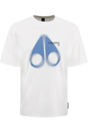 Moose Knuckles Koszulki, Mężczyzna, Biały, S, Luźny Bawełniany T-shirt