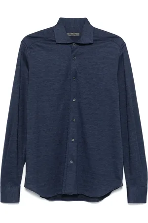 corneliani Koszule, Mężczyzna, Niebieski, 3XL, Koszula z Wełny i Lyocellu Klasyczny Styl