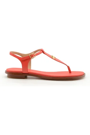 Michael Kors Buty, Kobieta, Czerwony, 37 1/2 EU, Koralowe płaskie sandały skórzane