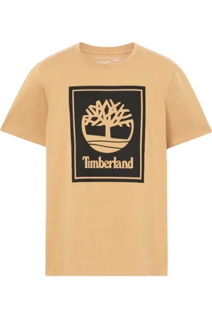 Timberland Koszulki, Mężczyzna, Beżowy, M, Bawełna, Koszulka z krótkim rękawem z logo
