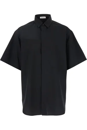 FEAR OF GOD Koszule, Mężczyzna, Czarny, S, Czarna Koszula Oxford Krótki Rękaw