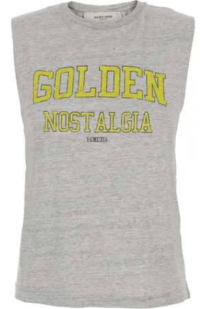 Golden Goose Koszulki, Kobieta, Szary, S, Elegancki Szary Top z Logo