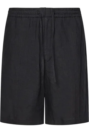 Emporio Armani Szorty, Mężczyzna, Czarny, XL, Czarne Szorty z Lnu z Elastycznym Pasem