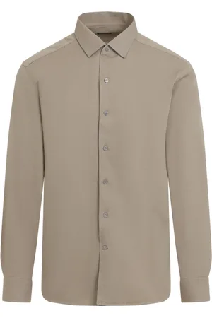 Ermenegildo Zegna Koszule, Mężczyzna, Beżowy, L, Neutralna Stylowa Koszula Luksusowy Mieszanka