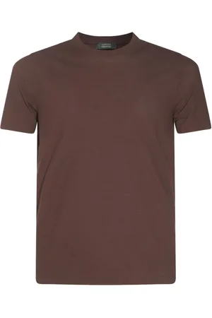 ZANONE Koszulki, Mężczyzna, brązowy, L, Len, Brązowy T-shirt dla mężczyzn