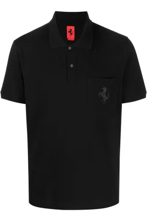 FERRARI Koszulki, Mężczyzna, Czarny, L, Czarna Koszulka Polo z Logo