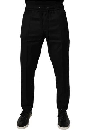 Dolce & Gabbana Spodnie, Mężczyzna, Czarny, M, Czarne Spodnie Jogger z Wełny