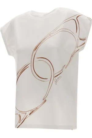 HERNO Koszulki, Kobieta, Biały, XS, T-shirt z dzianiny interlock