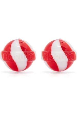 Fiorucci Akcesoria, Kobieta, Czerwony, ONE SIZE, Czerwono-Białe Kolczyki Stud w Paski