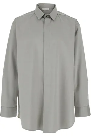 FEAR OF GOD Koszule, Mężczyzna, Szary, L, Klasyczna Szara Koszula z Logo