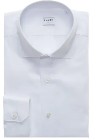 Xacus Koszule, Mężczyzna, Biały, L, Bawełna, Slim Fit Koszula z Francuskim Kołnierzem z Elastanu