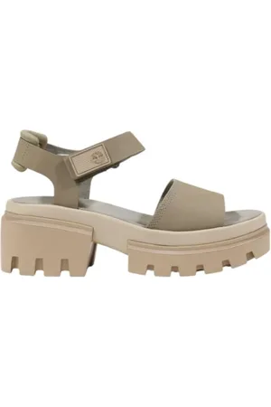 Timberland Buty, Kobieta, Beżowy, 38 EU, Beżowe Skórzane Sandały z Klamrą i Podeszwą z Gumy