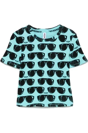 Moschino Koszulki, Kobieta, Niebieski, L, Jasnoniebieskie T-shirty z okrągłym dekoltem