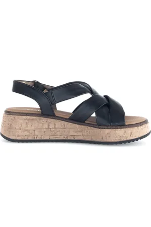 Gabor Buty, Kobieta, Czarny, 35 EU, Zamsz, Czarna Sandałki Damskie - Kolekcja Letnia