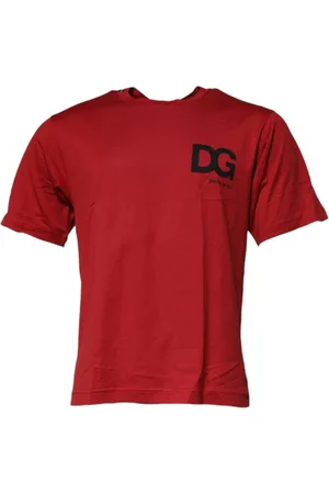 Dolce & Gabbana Koszulki, Mężczyzna, Czerwony, L, Czerwony T-shirt z logo z bawełny