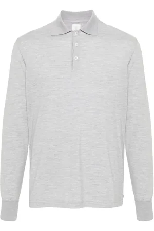 ELEVENTY Koszulki, Mężczyzna, Szary, L, Casual Long Sleeve Polo Shirt w Szarym