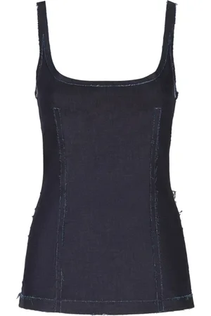 Marni Koszulki, Kobieta, Niebieski, S, Ocean Square Neck Sleeveless Top