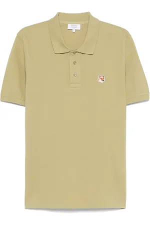 Maison Kitsuné Koszulki, Mężczyzna, Zielony, M, Zielony Polo z naszywką lisiej głowy