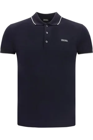Ermenegildo Zegna Koszulki, Mężczyzna, Czarny, S, Bawełniany polo z żebrowanym kołnierzem