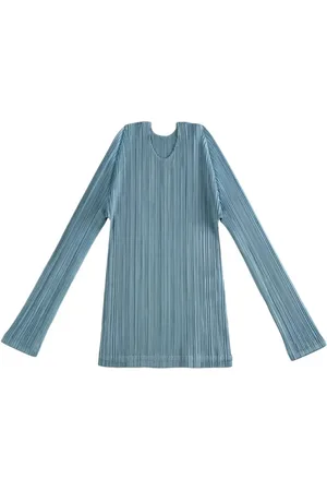 Issey Miyake Koszulki, Kobieta, Niebieski, L, Poliester, Koszula January w miesięcznych kolorach