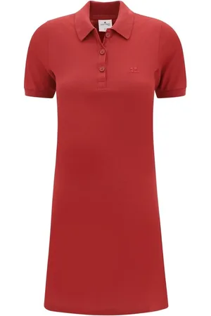 Courrèges Sukienki, Kobieta, Czerwony, M, Sukienka Polo z Haftowanym Logo