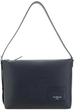 Balenciaga Torebki, Mężczyzna, Czarny, ONE SIZE, Len, Torba na ramię z chropowatą skórą i slotami na karty