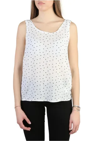 Emporio Armani Koszulki, Kobieta, Biały, 2XS, Elegancki bezrękawnik z wiskozy