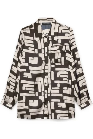 Fiorella rubino Bluzki, Kobieta, Czarny, 4XL, Poliester, Koszula z czarno-białym nadrukiem