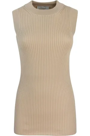 Sportmax Swetry, Kobieta, Beżowy, S, Len, T-shirty i Pola z płaskim dzianiem