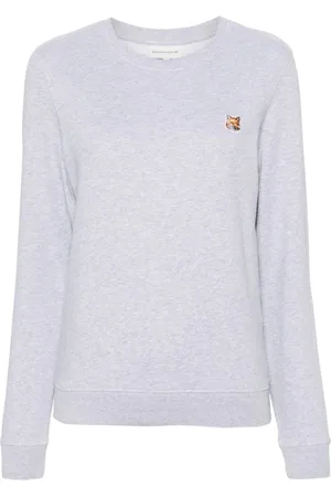 Maison Kitsuné Bluzy, Kobieta, Szary, XS, Szara Bluza z Melanżem i Okrągłym Dekoltem