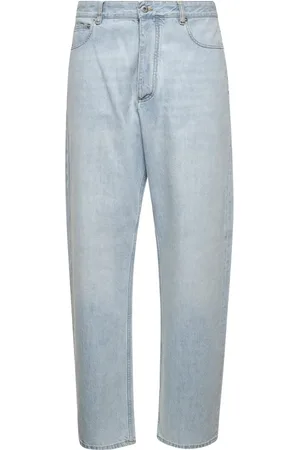 Bottega Veneta Jeansy, Mężczyzna, Niebieski, M, Len, Niebieskie Jeansyy Wide Leg Extra Bleach