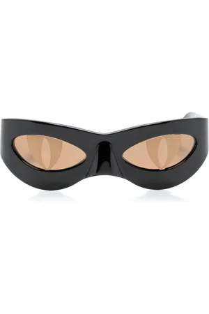 Charles Jeffrey Loverboy Akcesoria, Mężczyzna, Czarny, ONE SIZE, Czarne Okulary Przeciwsłoneczne Cat-Eye z Naklejkami