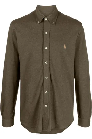 Ralph Lauren Koszule, Mężczyzna, brązowy, L, Casual Brązowa Koszula z Długim Rękawem